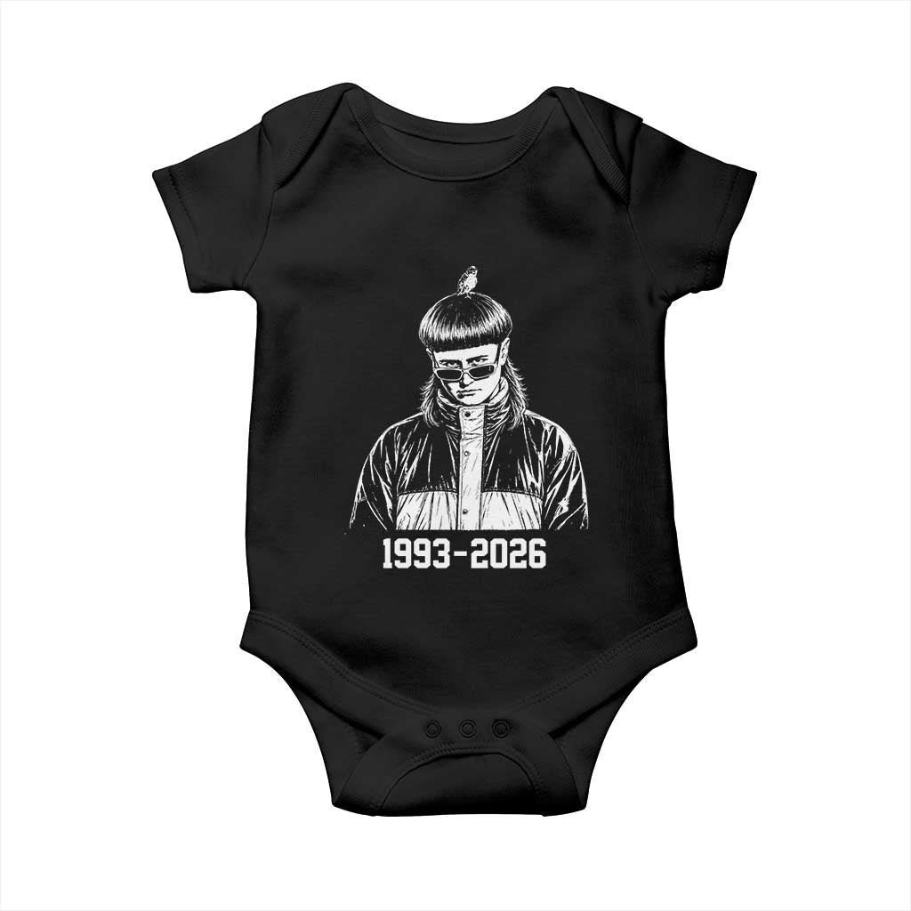 Retro Bowl Cut Music Icon Rip Memorial Baby Onesie 1993 2026 Internet Meme Pop Culture Fan