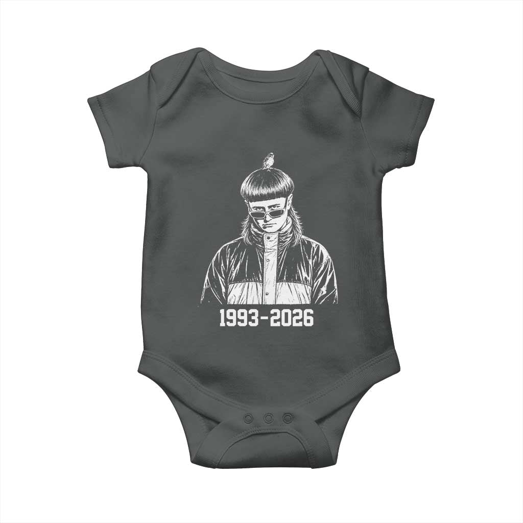 Retro Bowl Cut Music Icon Rip Memorial Baby Onesie 1993 2026 Internet Meme Pop Culture Fan