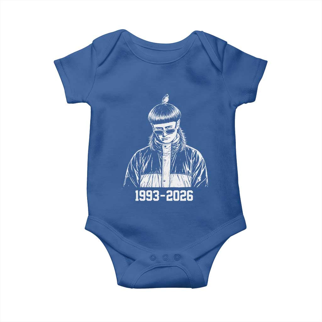 Retro Bowl Cut Music Icon Rip Memorial Baby Onesie 1993 2026 Internet Meme Pop Culture Fan