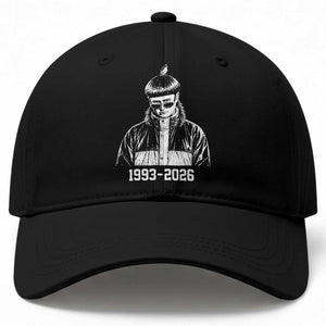 Retro Bowl Cut Music Icon Rip Memorial Baseball Cap 1993 2026 Internet Meme Pop Culture Fan