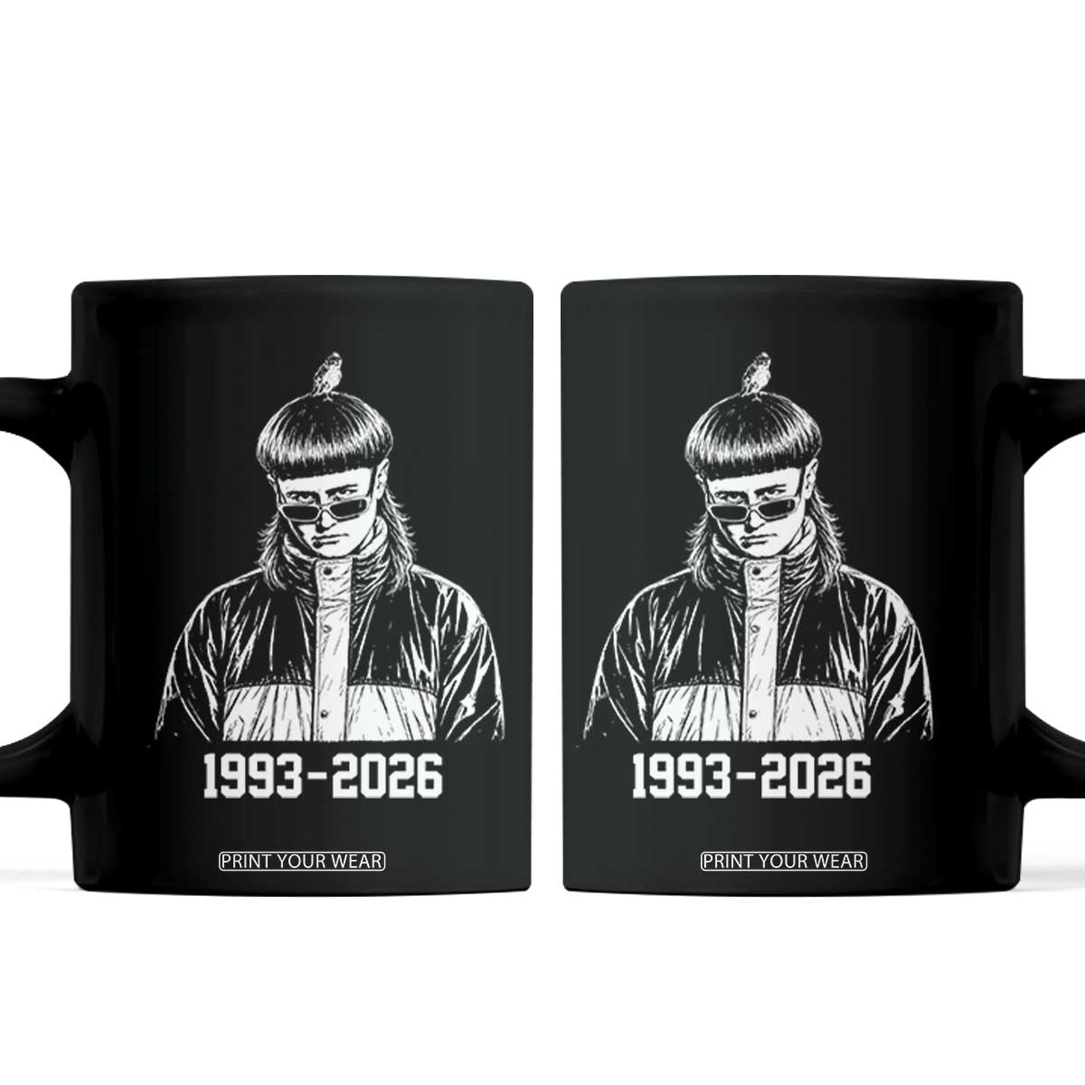 Retro Bowl Cut Music Icon Rip Memorial Coffee Mug 1993 2026 Internet Meme Pop Culture Fan
