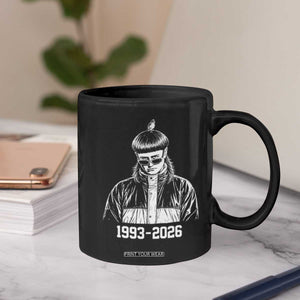Retro Bowl Cut Music Icon Rip Memorial Coffee Mug 1993 2026 Internet Meme Pop Culture Fan