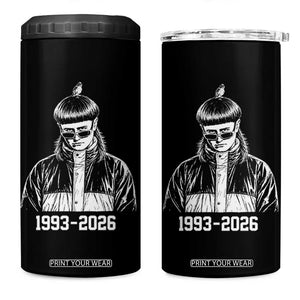 Retro Bowl Cut Music Icon Rip Memorial 4 in 1 Can Cooler Tumbler 1993 2026 Internet Meme Pop Culture Fan
