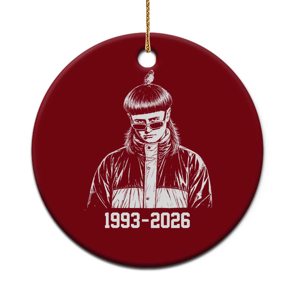 Retro Bowl Cut Music Icon Rip Memorial Ceramic Ornament 1993 2026 Internet Meme Pop Culture Fan