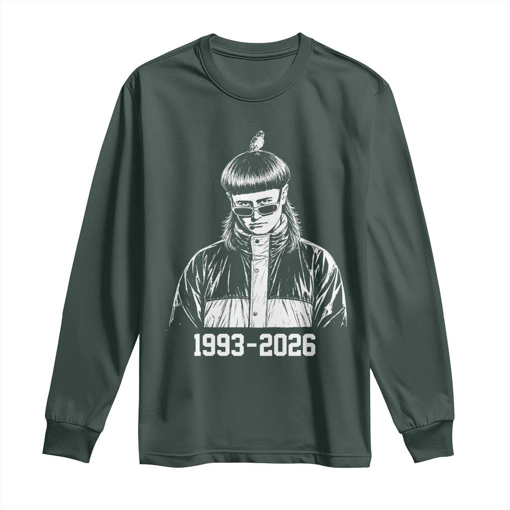 Retro Bowl Cut Music Icon Rip Memorial Long Sleeve Shirt 1993 2026 Internet Meme Pop Culture Fan