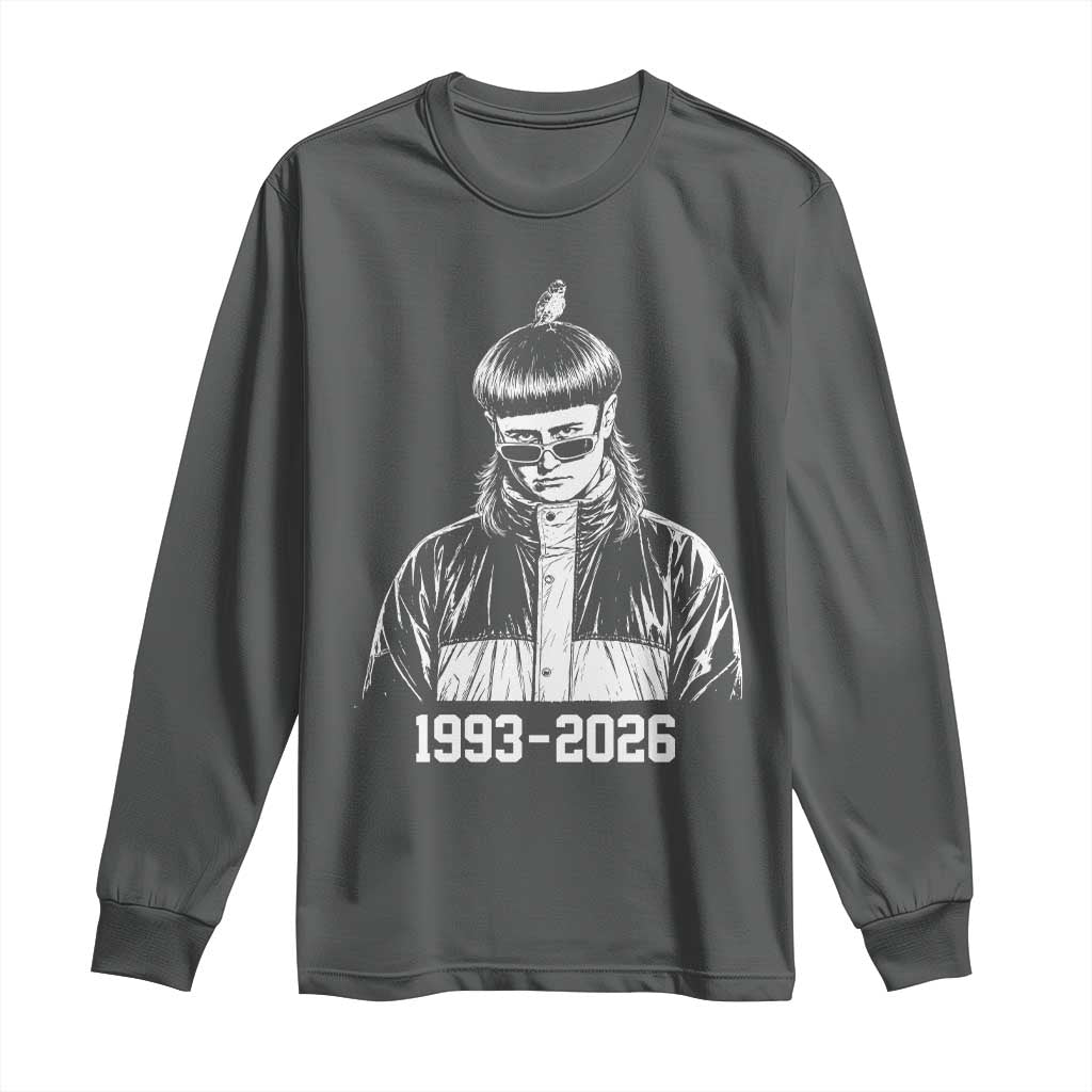 Retro Bowl Cut Music Icon Rip Memorial Long Sleeve Shirt 1993 2026 Internet Meme Pop Culture Fan