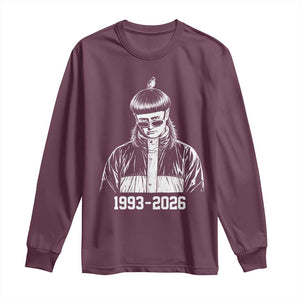 Retro Bowl Cut Music Icon Rip Memorial Long Sleeve Shirt 1993 2026 Internet Meme Pop Culture Fan