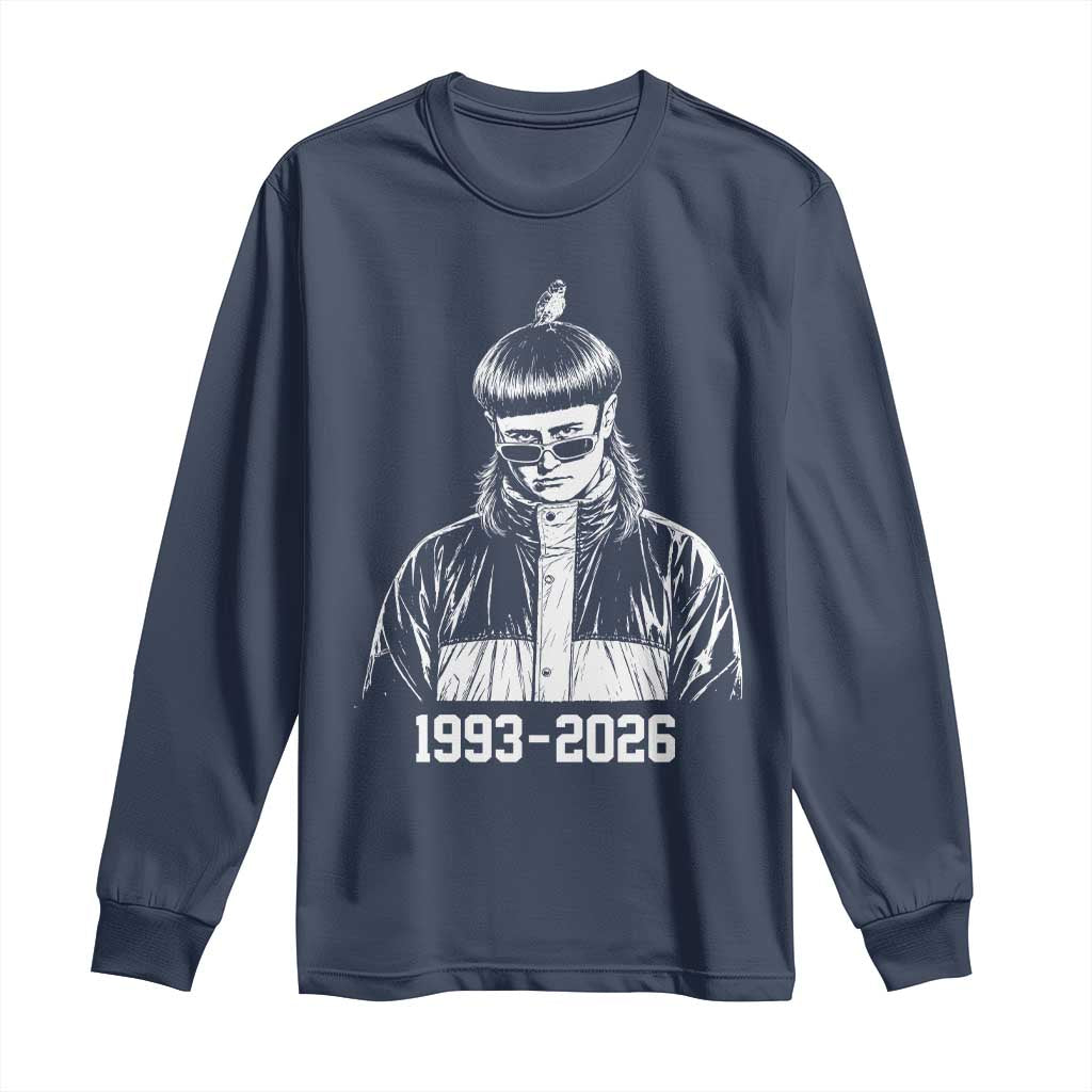Retro Bowl Cut Music Icon Rip Memorial Long Sleeve Shirt 1993 2026 Internet Meme Pop Culture Fan