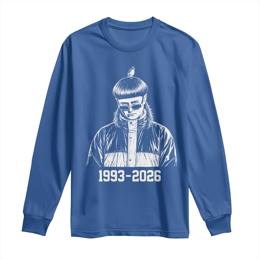 Retro Bowl Cut Music Icon Rip Memorial Long Sleeve Shirt 1993 2026 Internet Meme Pop Culture Fan