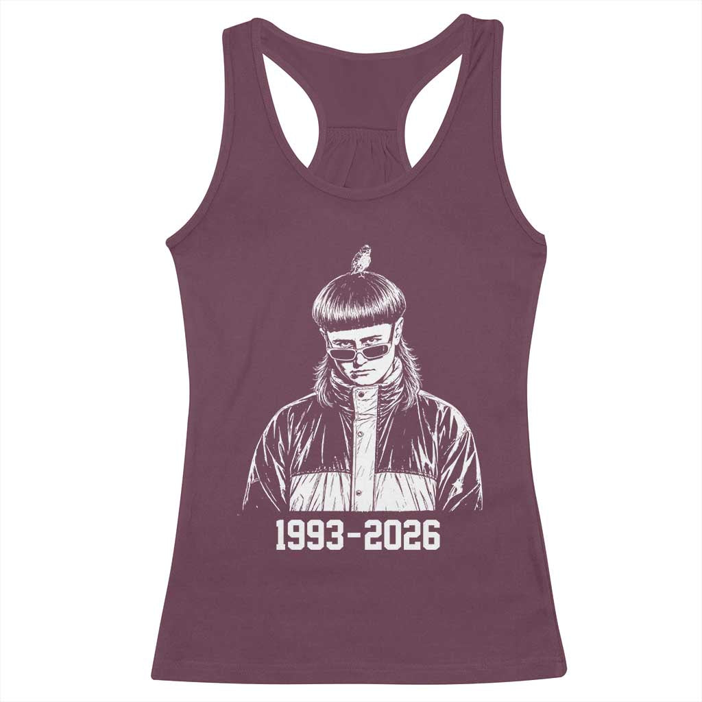 Retro Bowl Cut Music Icon Rip Memorial Racerback Tank Top 1993 2026 Internet Meme Pop Culture Fan