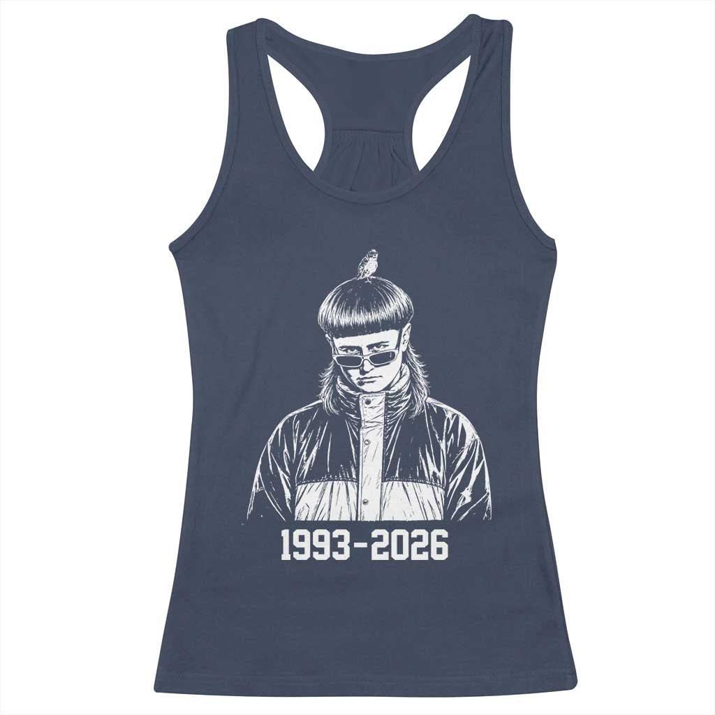 Retro Bowl Cut Music Icon Rip Memorial Racerback Tank Top 1993 2026 Internet Meme Pop Culture Fan