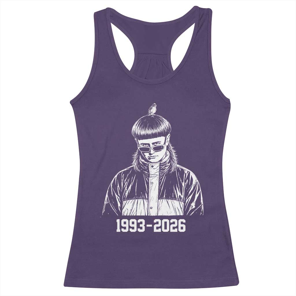 Retro Bowl Cut Music Icon Rip Memorial Racerback Tank Top 1993 2026 Internet Meme Pop Culture Fan