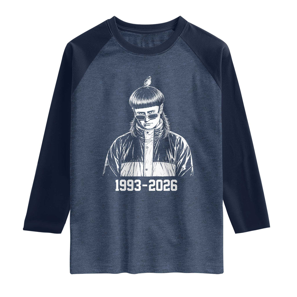 Retro Bowl Cut Music Icon Rip Memorial Raglan Shirt 1993 2026 Internet Meme Pop Culture Fan