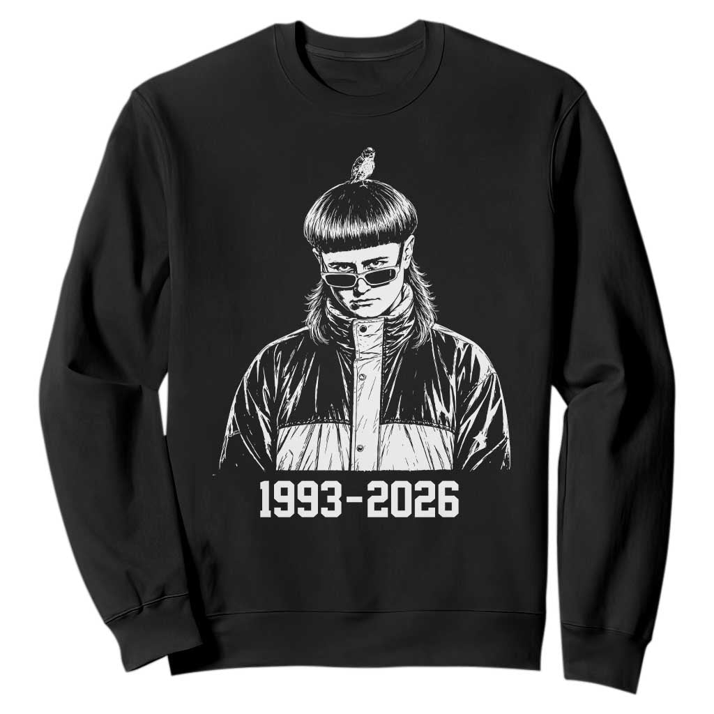 Retro Bowl Cut Music Icon Rip Memorial Sweatshirt 1993 2026 Internet Meme Pop Culture Fan