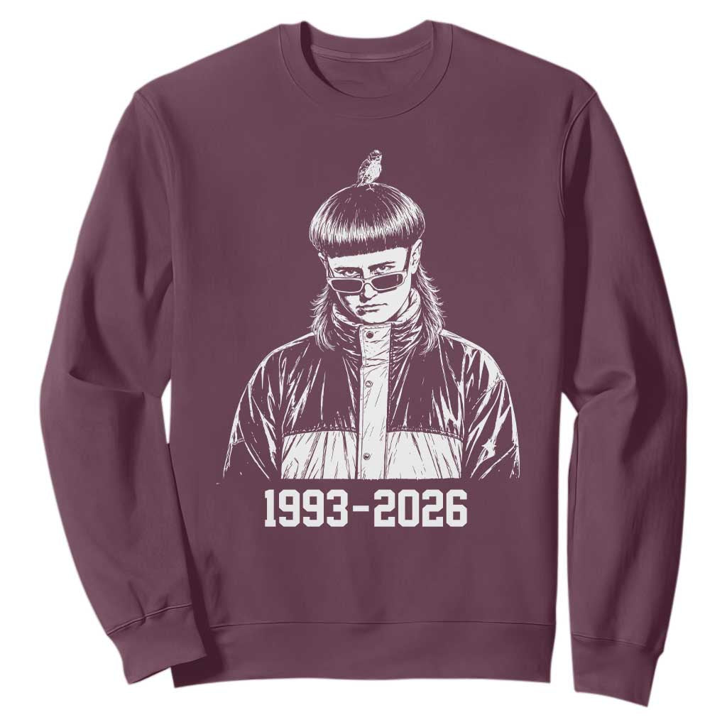 Retro Bowl Cut Music Icon Rip Memorial Sweatshirt 1993 2026 Internet Meme Pop Culture Fan