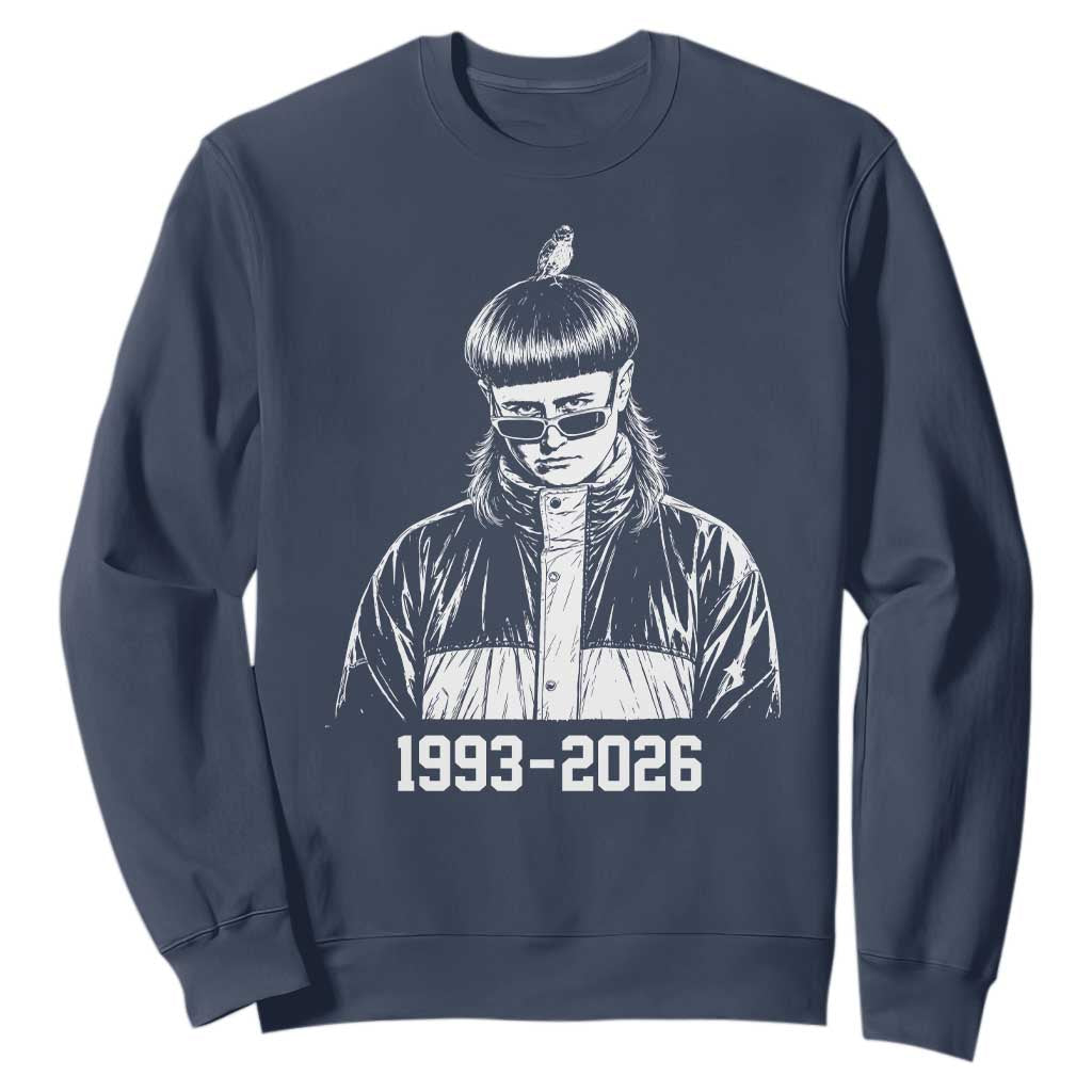Retro Bowl Cut Music Icon Rip Memorial Sweatshirt 1993 2026 Internet Meme Pop Culture Fan