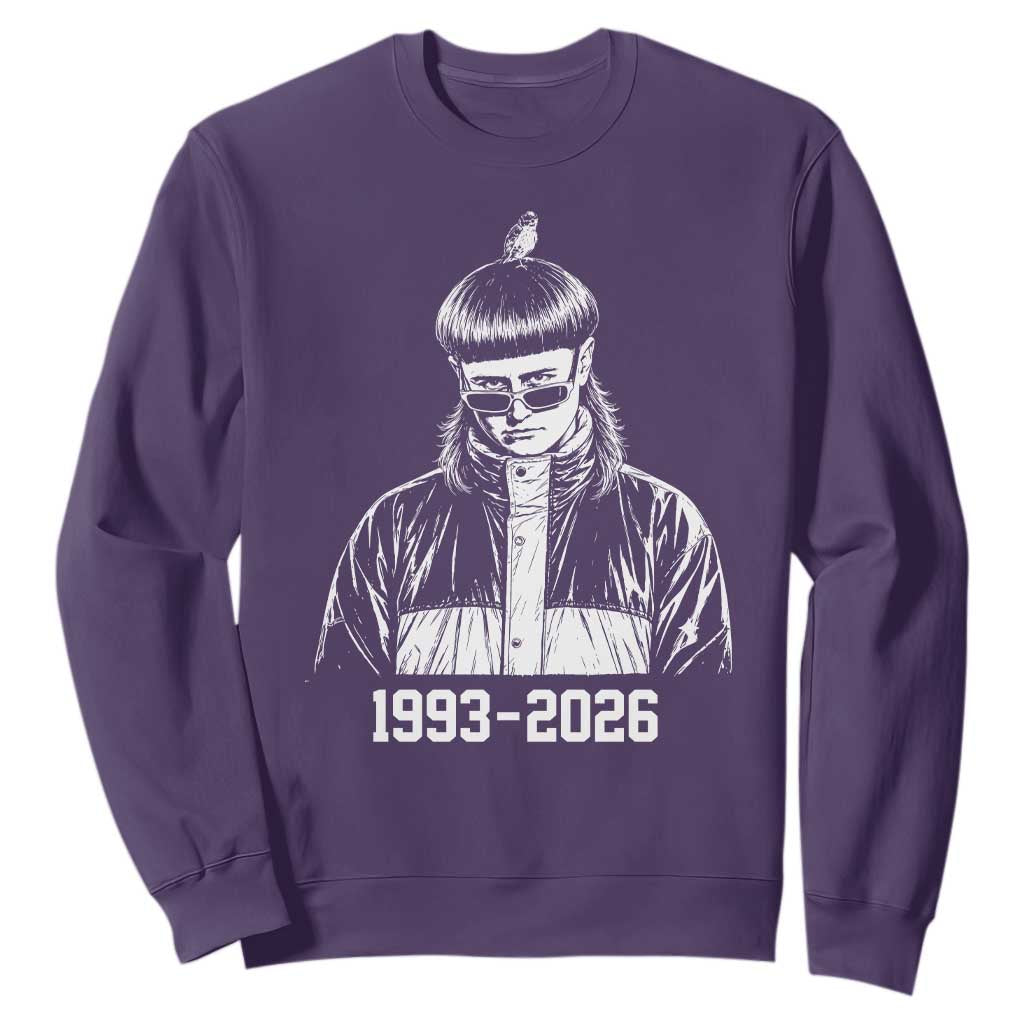 Retro Bowl Cut Music Icon Rip Memorial Sweatshirt 1993 2026 Internet Meme Pop Culture Fan