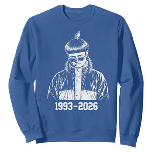 Retro Bowl Cut Music Icon Rip Memorial Sweatshirt 1993 2026 Internet Meme Pop Culture Fan