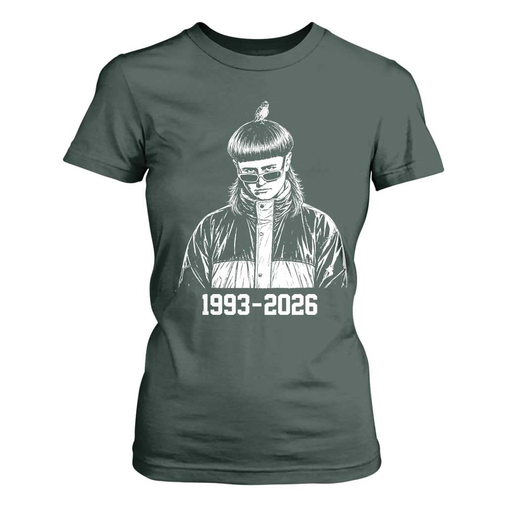 Retro Bowl Cut Music Icon Rip Memorial T Shirt For Women 1993 2026 Internet Meme Pop Culture Fan