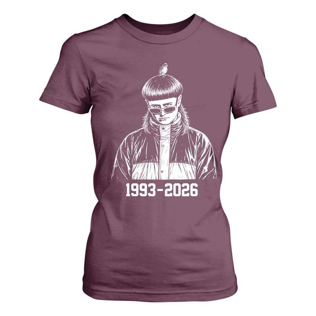 Retro Bowl Cut Music Icon Rip Memorial T Shirt For Women 1993 2026 Internet Meme Pop Culture Fan
