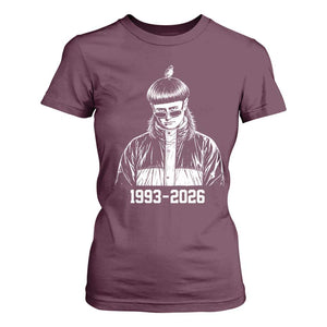 Retro Bowl Cut Music Icon Rip Memorial T Shirt For Women 1993 2026 Internet Meme Pop Culture Fan