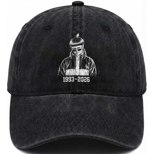 Retro Bowl Cut Music Icon Rip Memorial Washed Cotton Baseball Cap 1993 2026 Internet Meme Pop Culture Fan