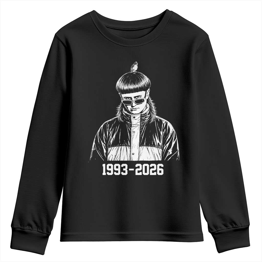 Retro Bowl Cut Music Icon Rip Memorial Youth Sweatshirt 1993 2026 Internet Meme Pop Culture Fan