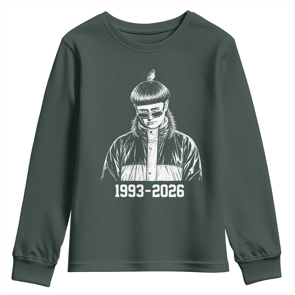 Retro Bowl Cut Music Icon Rip Memorial Youth Sweatshirt 1993 2026 Internet Meme Pop Culture Fan