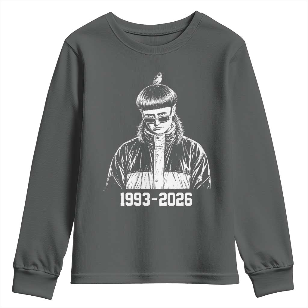 Retro Bowl Cut Music Icon Rip Memorial Youth Sweatshirt 1993 2026 Internet Meme Pop Culture Fan