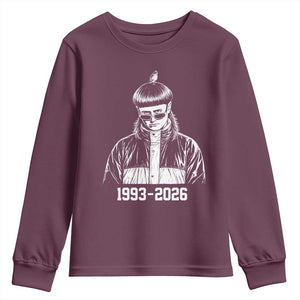 Retro Bowl Cut Music Icon Rip Memorial Youth Sweatshirt 1993 2026 Internet Meme Pop Culture Fan