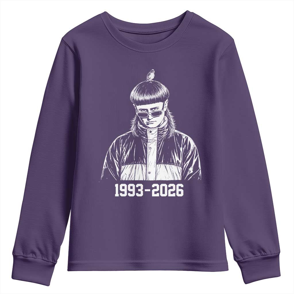 Retro Bowl Cut Music Icon Rip Memorial Youth Sweatshirt 1993 2026 Internet Meme Pop Culture Fan