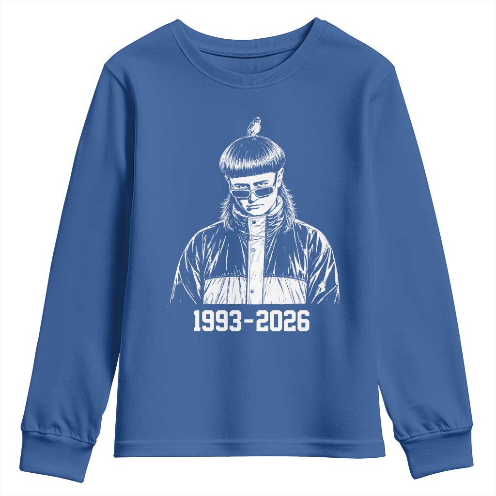 Retro Bowl Cut Music Icon Rip Memorial Youth Sweatshirt 1993 2026 Internet Meme Pop Culture Fan