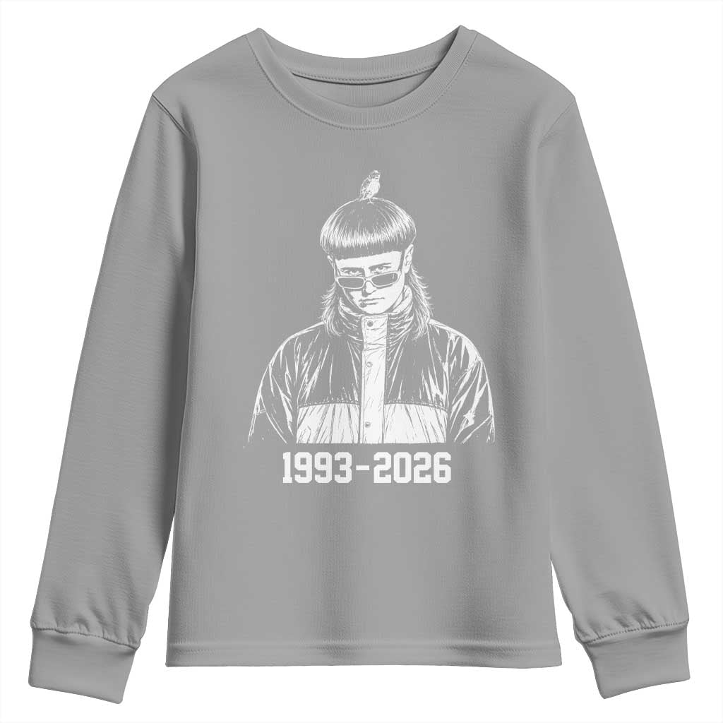 Retro Bowl Cut Music Icon Rip Memorial Youth Sweatshirt 1993 2026 Internet Meme Pop Culture Fan