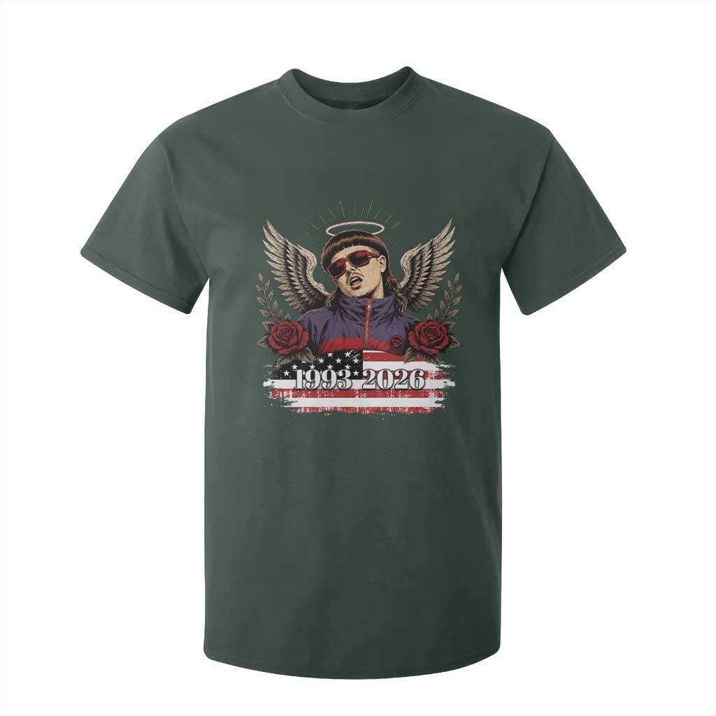 Retro Bowl Cut Music Icon Angel Wings Rest In Peace T Shirt For Kid American Flag Memorial 1993 2026 Pop Culture Fan