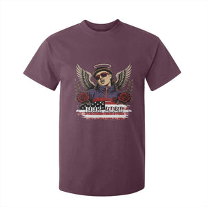 Retro Bowl Cut Music Icon Angel Wings Rest In Peace T Shirt For Kid American Flag Memorial 1993 2026 Pop Culture Fan