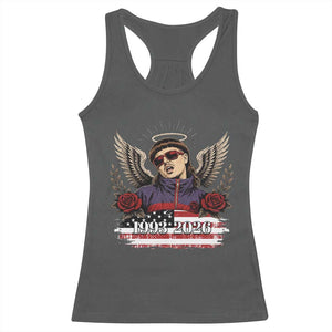 Retro Bowl Cut Music Icon Angel Wings Rest In Peace Racerback Tank Top American Flag Memorial 1993 2026 Pop Culture Fan