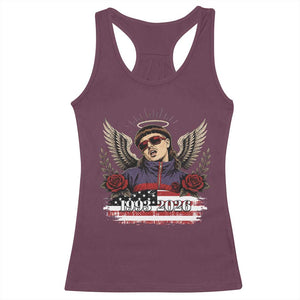 Retro Bowl Cut Music Icon Angel Wings Rest In Peace Racerback Tank Top American Flag Memorial 1993 2026 Pop Culture Fan