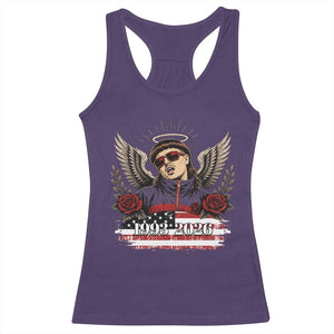 Retro Bowl Cut Music Icon Angel Wings Rest In Peace Racerback Tank Top American Flag Memorial 1993 2026 Pop Culture Fan