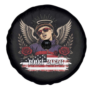 Retro Bowl Cut Music Icon Angel Wings Rest In Peace Spare Tire Cover American Flag Memorial 1993 2026 Pop Culture Fan