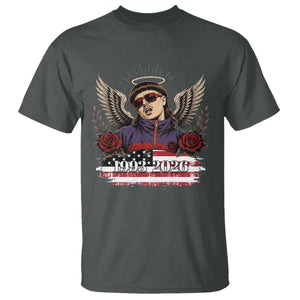 Retro Bowl Cut Music Icon Angel Wings Rest In Peace T Shirt American Flag Memorial 1993 2026 Pop Culture Fan