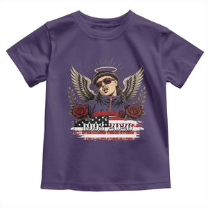 Retro Bowl Cut Music Icon Angel Wings Rest In Peace Toddler T Shirt American Flag Memorial 1993 2026 Pop Culture Fan