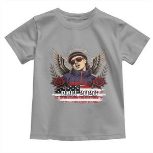 Retro Bowl Cut Music Icon Angel Wings Rest In Peace Toddler T Shirt American Flag Memorial 1993 2026 Pop Culture Fan