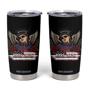 Retro Bowl Cut Music Icon Angel Wings Rest In Peace Tumbler Cup American Flag Memorial 1993 2026 Pop Culture Fan