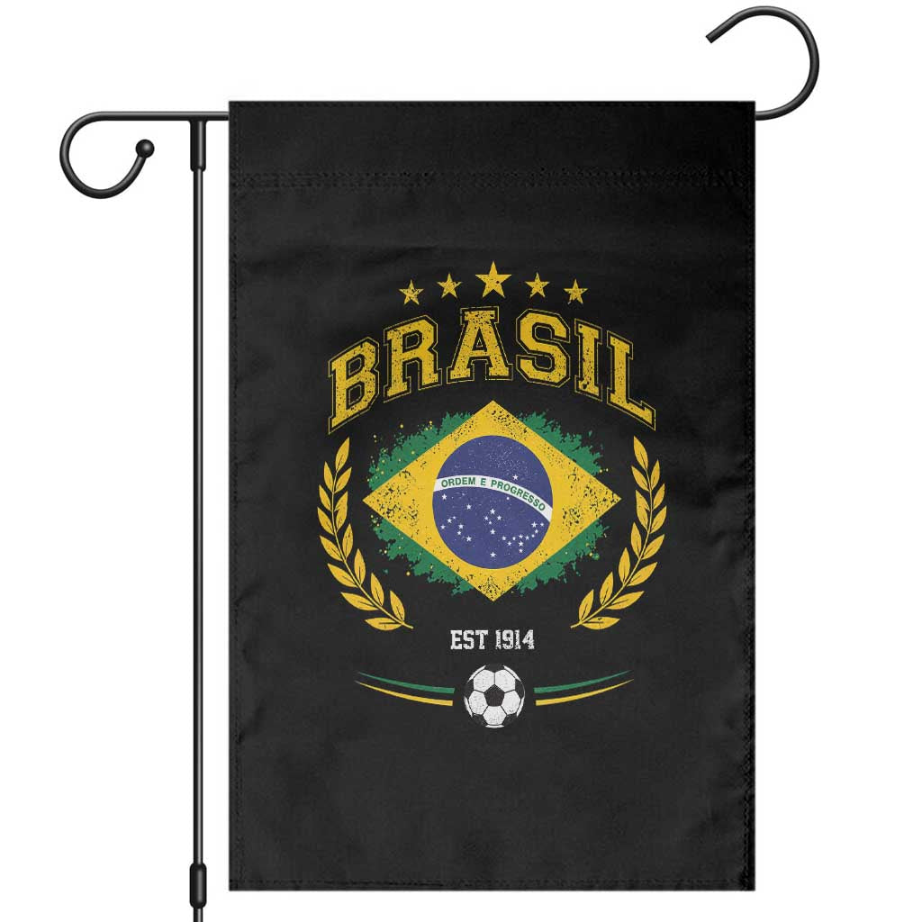 Retro Brasil Soccer Pride Crest Est 1914 Garden Flag Vintage Brazil Flag Futbol Lover Football Fans TS02 Black Print Your Wear