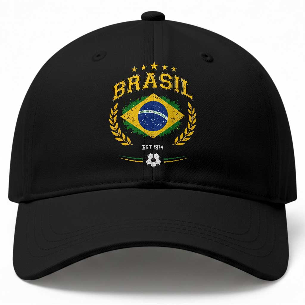 Retro Brasil Soccer Pride Crest Est 1914 Baseball Cap Vintage Brazil Flag Futbol Lover Football Fans TS02 Print Your Wear
