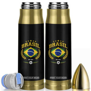 Retro Brasil Soccer Pride Crest Est 1914 Bullet Tumbler Vintage Brazil Flag Futbol Lover Football Fans