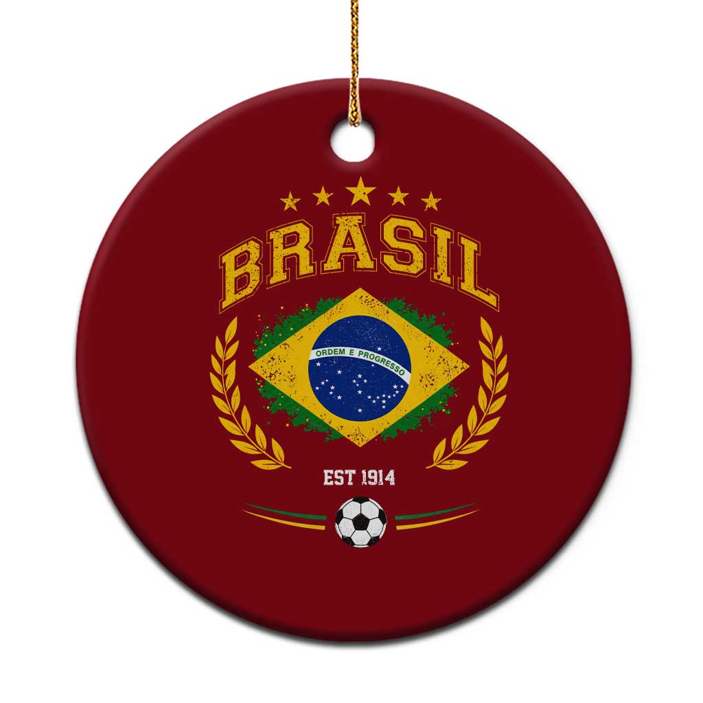 Retro Brasil Soccer Pride Crest Est 1914 Ceramic Ornament Vintage Brazil Flag Futbol Lover Football Fans