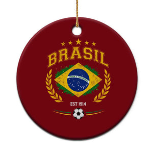 Retro Brasil Soccer Pride Crest Est 1914 Ceramic Ornament Vintage Brazil Flag Futbol Lover Football Fans