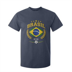 Retro Brasil Soccer Pride Crest Est 1914 T Shirt For Kid Vintage Brazil Flag Futbol Lover Football Fans