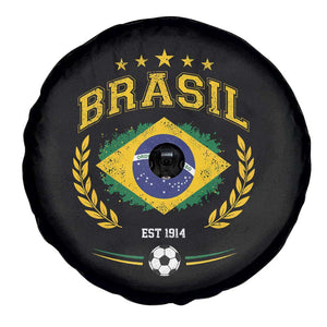 Retro Brasil Soccer Pride Crest Est 1914 Spare Tire Cover Vintage Brazil Flag Futbol Lover Football Fans